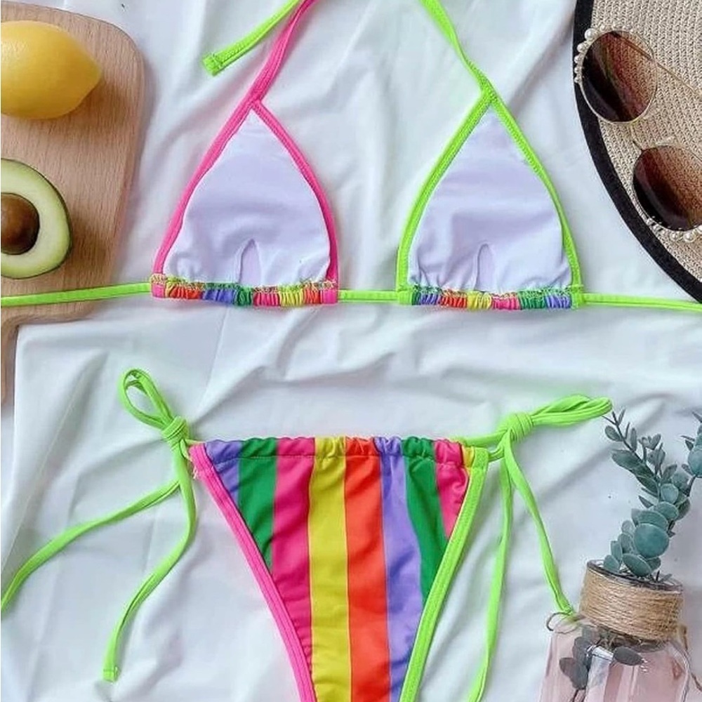 Colorful Striped Bikini Set - Picture 2 of 4